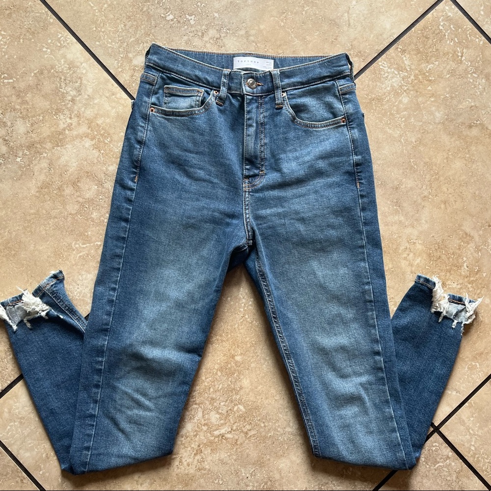 Topshop Jamie jagged hemmed high waisted jeans
